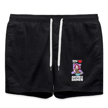 Ich Liebe Anime Ramen Herz Statement Manga - Badeshorts - Schwarz - Vorne - AI Model Male 185 light (185cm)
