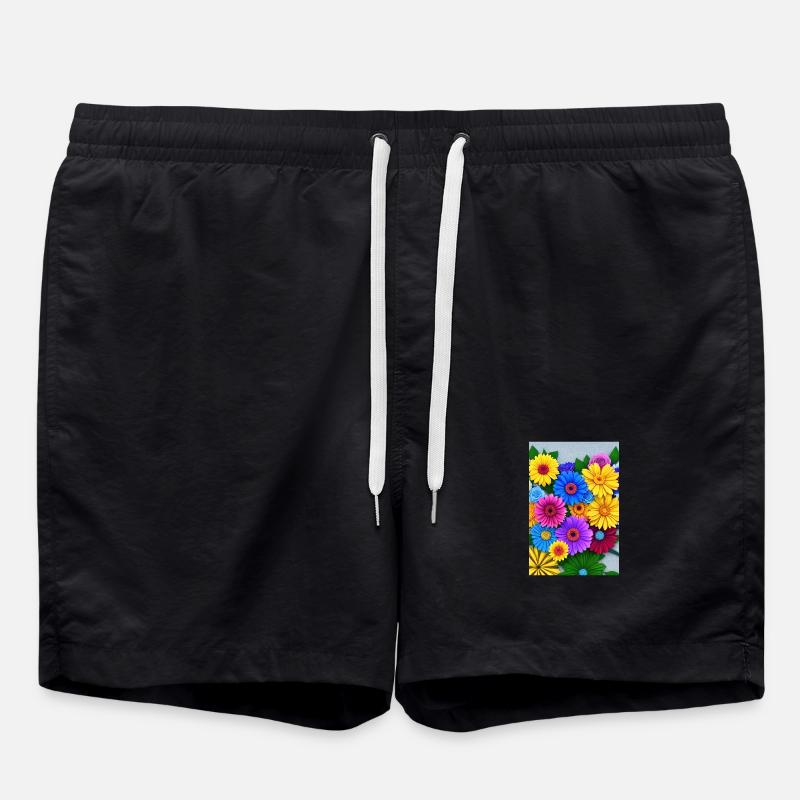 Multi Flowers - Swim Trunks - black