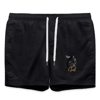 Chat Ornemental Papa Chat - Short de bain - noir - Devant - AI Model Male 185 light (185cm)