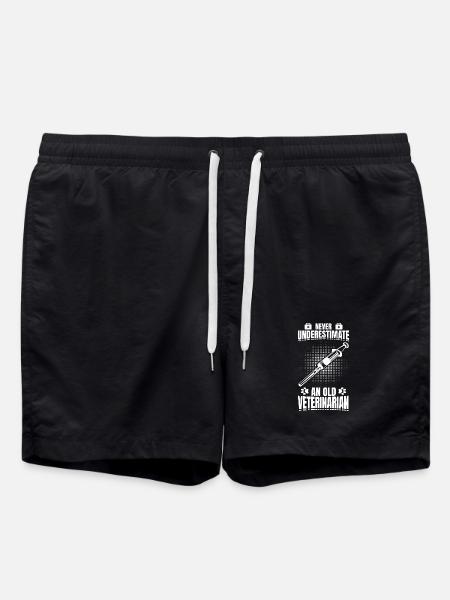 Never Underestimate An Old Veterinarian - Swim Trunks - black
