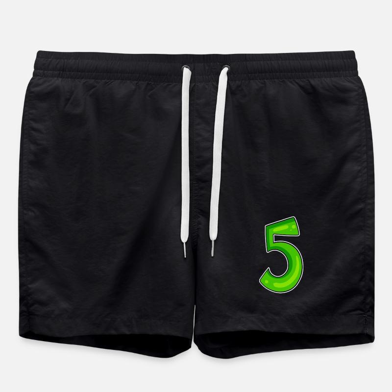 Number 5 Number Green - Swim Trunks - black