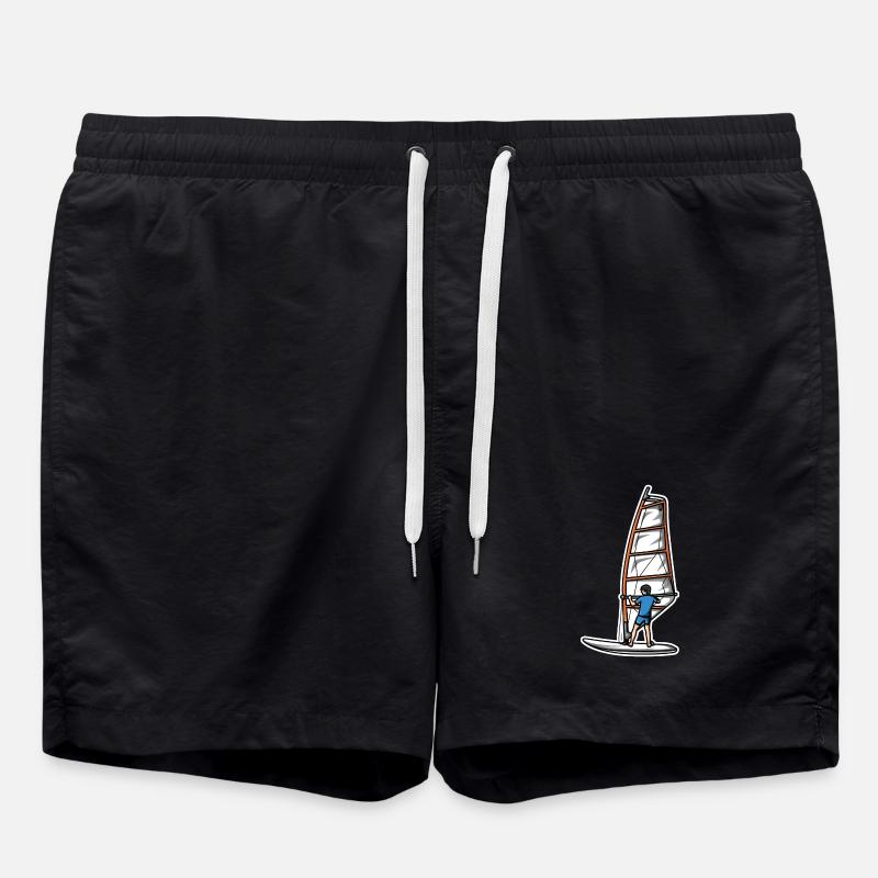 Funny windsurfer boy - Swim Trunks - black