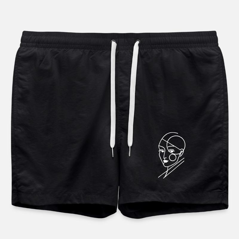 White geometric human - Swim Trunks - black