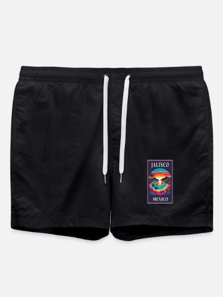 Jalisco Mexico palm tree design - Swim Trunks - black