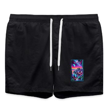 Corfu Greece cities design - Swim Trunks - black - Front - AI Model Male 185 light (185cm)
