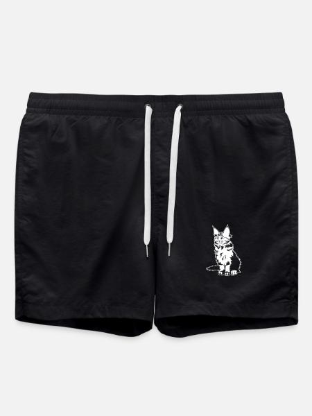 Maine coon cat "Black Edition" - Swim Trunks - black
