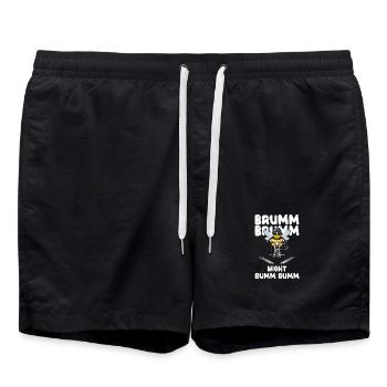 Biene Motorrad brumm brumm nicht summ summ weiß - Badeshorts - Schwarz - Vorne - AI Model Male 185 light (185cm)
