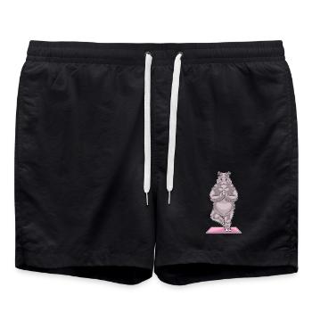 Nilpferd Yoga Fitness Gymnastik - Badeshorts - Schwarz - Vorne - AI Model Male 185 light (185cm)