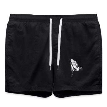 Mains en prière avec chapelet Oeuvre d’art - Short de bain - noir - Devant - AI Model Male 185 light (185cm)