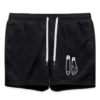 Announcement baby bump pregnancy twins - Swim Trunks - black - Front - AI Model Male 185 light (185cm)