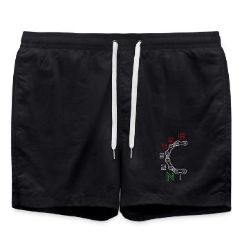 Circular Gear Chain Motif - Swim Trunks - black - Front - AI Model Male 185 light (185cm)