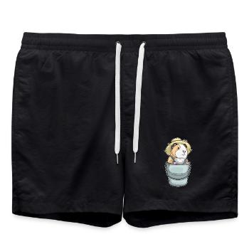 Meerschweinchen Landwirt Eimer Bauernhof - Badeshorts - Schwarz - Vorne - AI Model Male 185 light (185cm)