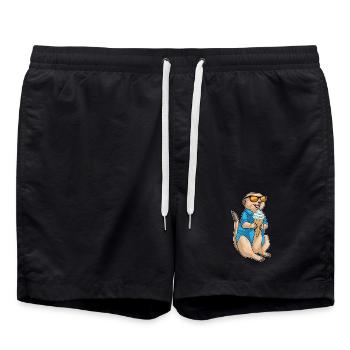 Meerkat Waffle Cream - Swim Trunks - black - Front - AI Model Male 185 light (185cm)