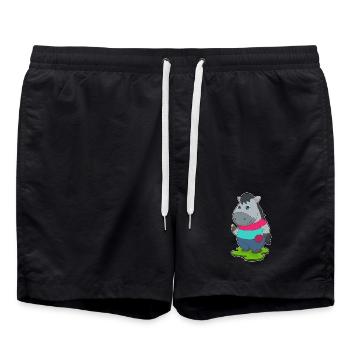 Pferd Tischtennis Tischtennisschläger - Badeshorts - Schwarz - Vorne - AI Model Male 185 light (185cm)