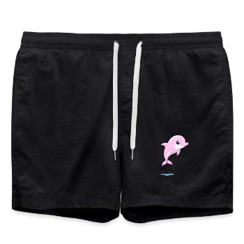 Bébé dauphin rose sautant hors de l'eau - Short de bain - noir - Devant - AI Model Male 185 light (185cm)