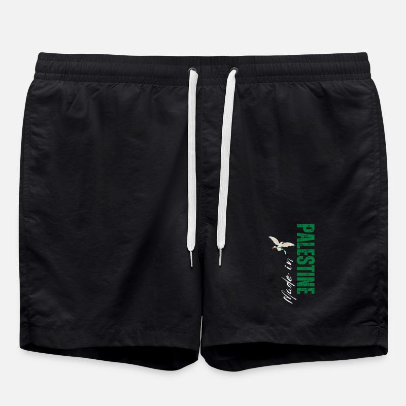 Made in Palestine, design vertical - Short de bain - noir