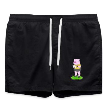 Schwein Sekretärin Papier Büro - Badeshorts - Schwarz - Vorne - AI Model Male 185 light (185cm)