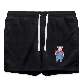 Schwein Mechaniker Schraubenschlüssel Werkstatt - Badeshorts - Schwarz - Vorne - AI Model Male 185 light (185cm)