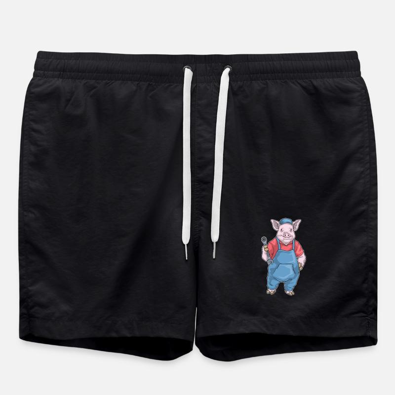 Pig Mechanic Wrench - Swim Trunks - black