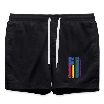 Drapeau arc-en-ciel des États-Unis - Short de bain - noir - Devant - AI Model Male 185 light (185cm)