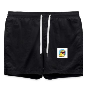 Laughing frog in cartoon style - Swim Trunks - black - Front - AI Model Male 185 light (185cm)