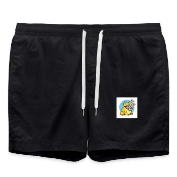 Laughing frog with money rain - Swim Trunks - black - Front - AI Model Male 185 light (185cm)