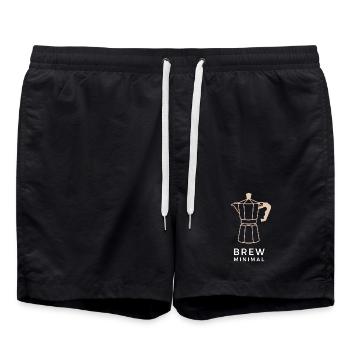 Kaffee Minimal - Badeshorts - Schwarz - Vorne - AI Model Male 185 light (185cm)