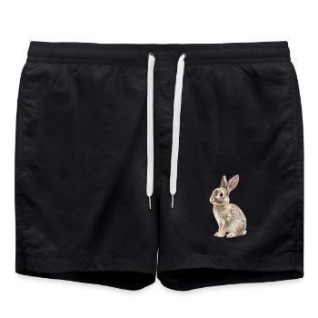 Hasen Hase - Badeshorts - Schwarz - Vorne - AI Model Male 185 light (185cm)