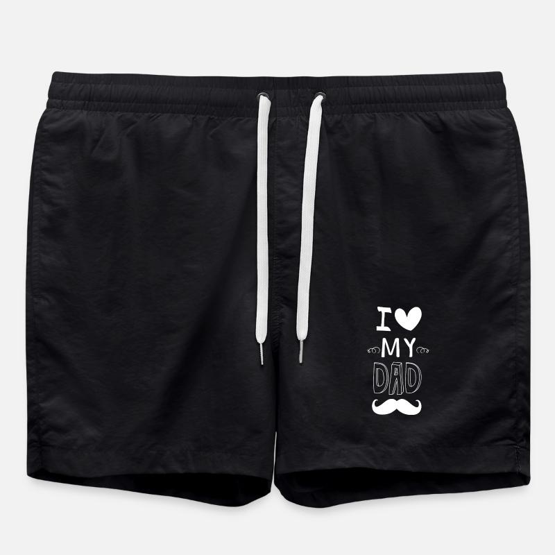 I love my daddy moustache - Swim Trunks - black