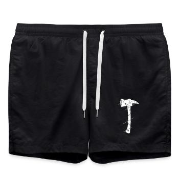 Firefighter Axe Hatchet Grunge Cracked Vector - Swim Trunks - black - Front - AI Model Male 185 light (185cm)