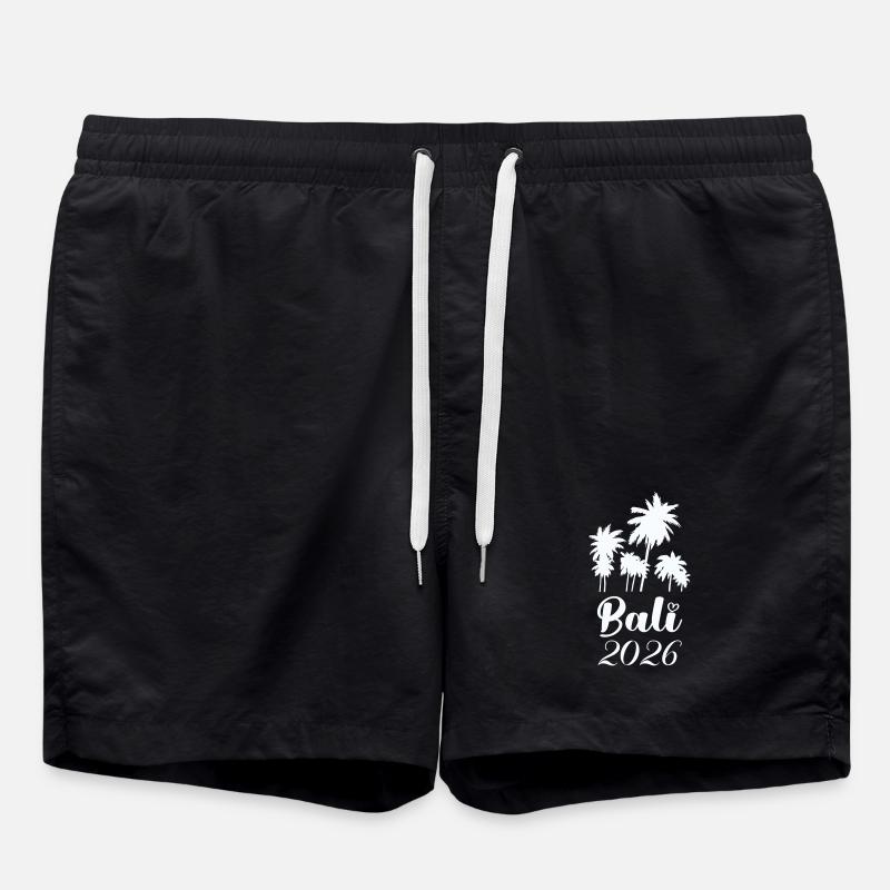 Bali Palmen 2026 Tropenlook - Badeshorts - Schwarz