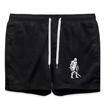 Ritter Graffiti Streetwear Vektor - Badeshorts - Schwarz - Vorne - AI Model Male 185 light (185cm)