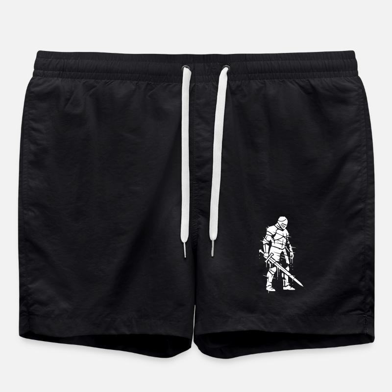 Knight Graffiti Streetwear Vector - Swim Trunks - black