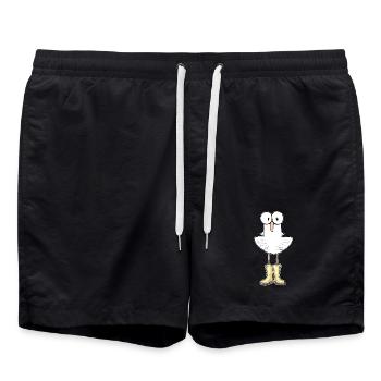 Seagull with rubber boots - The perfect Gesche Lustig - Swim Trunks - black - Front - AI Model Male 185 light (185cm)