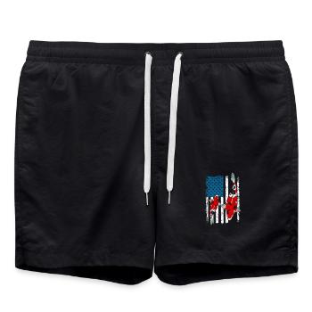 Patriotic Koi Fish USA Flag Pond Life Pride - Badeshorts - Schwarz - Vorne - AI Model Male 185 light (185cm)