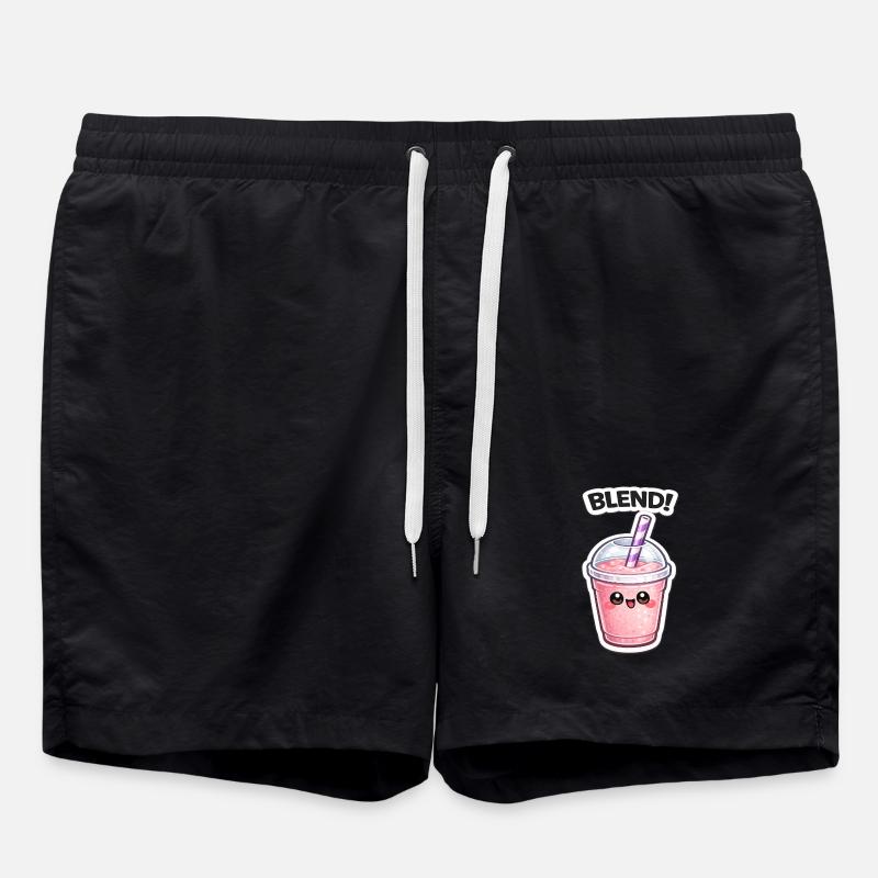 Mélange de tasses de smoothies Kawaii - Short de bain - noir