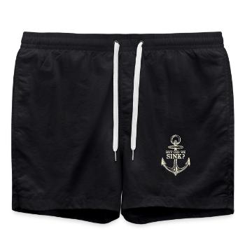 Mais sommes-nous coincés ? Capitaine de voile de marin - Short de bain - noir - Devant - AI Model Male 185 light (185cm)