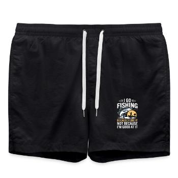 Ich gehe angeln: Weil es mir gefällt - Badeshorts - Schwarz - Vorne - AI Model Male 185 light (185cm)