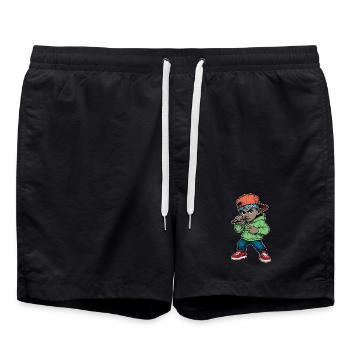 Jeune rappeur garçon avec un micro - Short de bain - noir - Devant - AI Model Male 185 light (185cm)