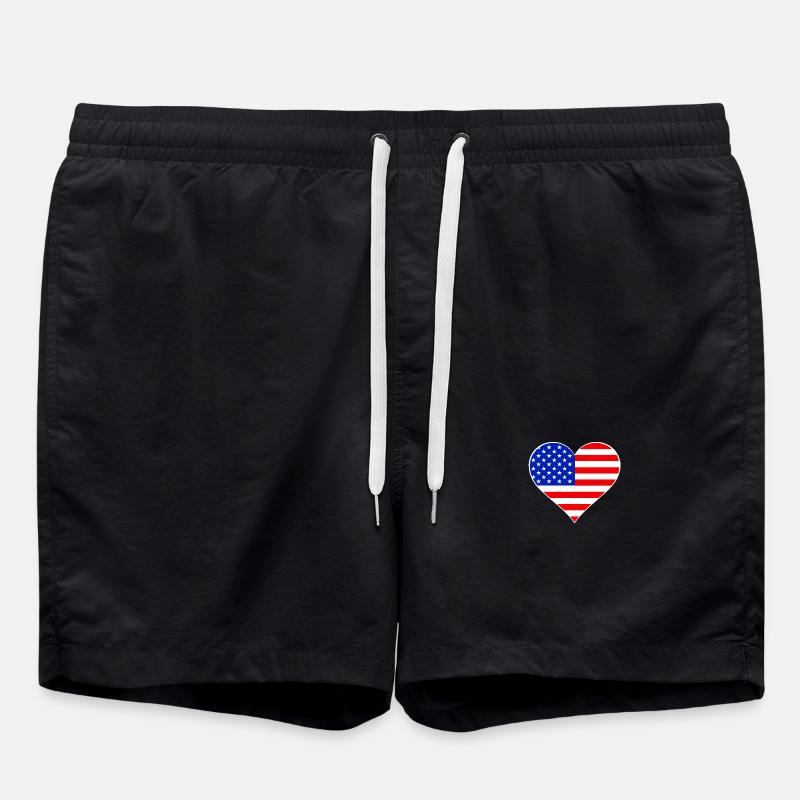 Coeur drapeau américain - Short de bain - noir