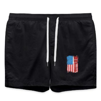 US Patriotischer Maler - Badeshorts - Schwarz - Vorne - AI Model Male 185 light (185cm)