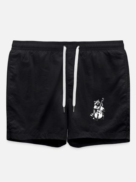 Raccoon plays double bass - Swim Trunks - black