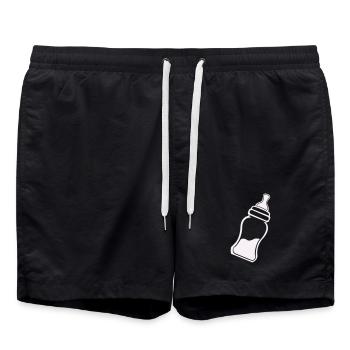 Art en ligne minimaliste de biberon - Short de bain - noir - Devant - AI Model Male 185 light (185cm)