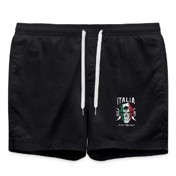 ITALIEN Italia Fußball Fan Totenkopf Flagge - Badeshorts - Schwarz - Vorne - AI Model Male 185 light (185cm)