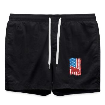 US Patriotic Shepherd Dog - Swim Trunks - black - Front - AI Model Male 185 light (185cm)
