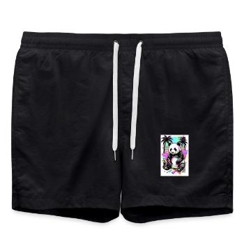Panda - Badeshorts - Schwarz - Vorne - AI Model Male 185 light (185cm)