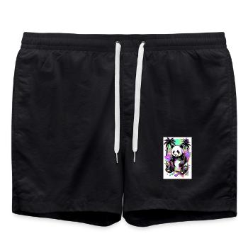 Panda - Badeshorts - Schwarz - Vorne - AI Model Male 185 light (185cm)