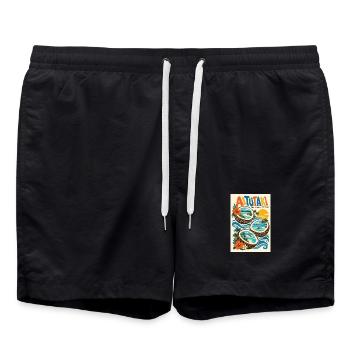 Erleben Sie Aitutaki in der Retro-Lagune der Cookinseln - Badeshorts - Schwarz - Vorne - AI Model Male 185 light (185cm)