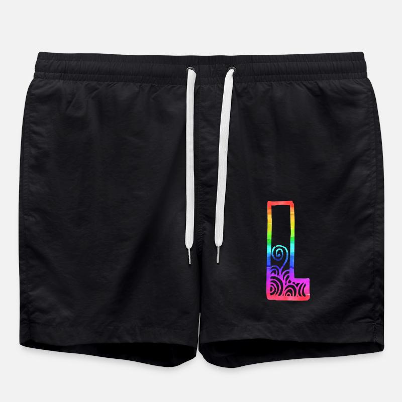 rainbow l - Swim Trunks - black
