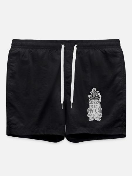 sorry cat was sitting - Swim Trunks - black